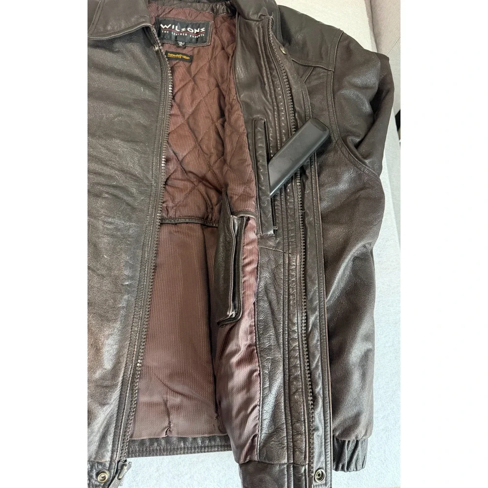 vintage Wilsons Leather Thinsulate Brown Bomber Jacket Men's Size X Large lined